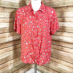 Anthro W5 coral pink leopard print blouse